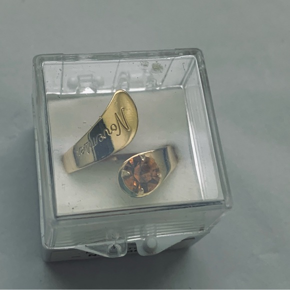 Scorpio Ring Gold November in Script & Topaz Birthstone Size 6 Wrap Ring NIB VTG - Picture 8 of 10